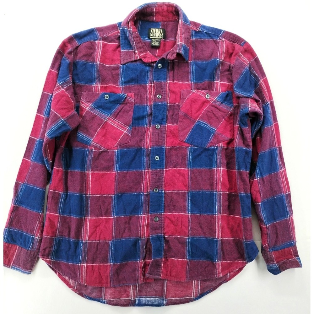 Sierra Pacific Red Tartan Plaid Flannel Shirt Mens Large‎